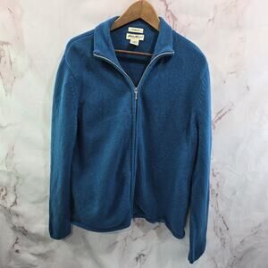 Eddie Bauer Cardigan Womens XL Blue Wool Sweater Zip Mock Lambswool